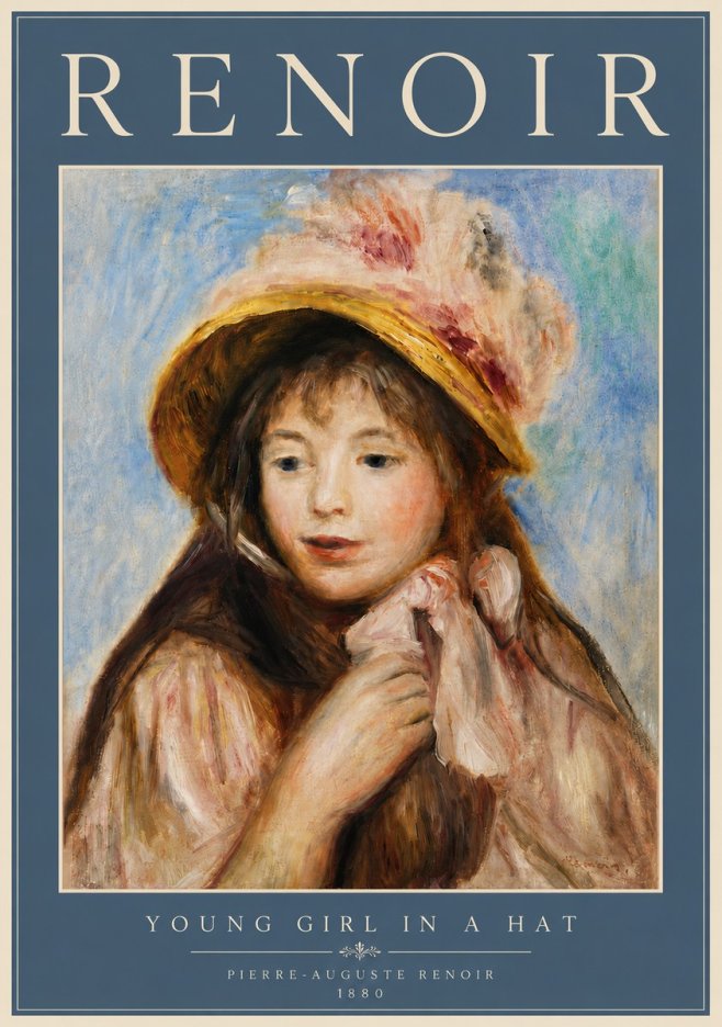 Renoir Young Girl in a Hat No6 - Poszter