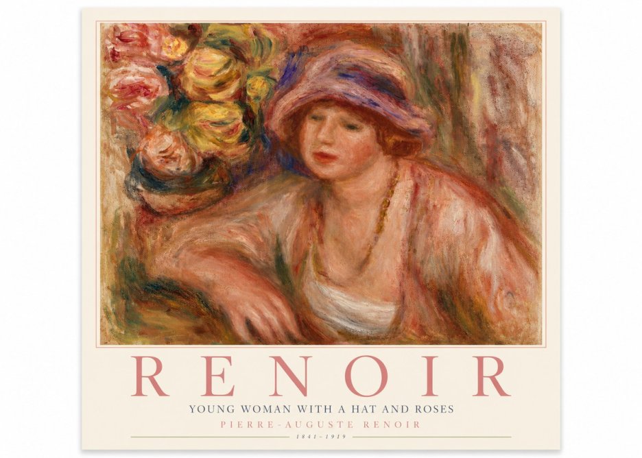 Renoir Young Woman with a Hat and Roses No4 - Poszter