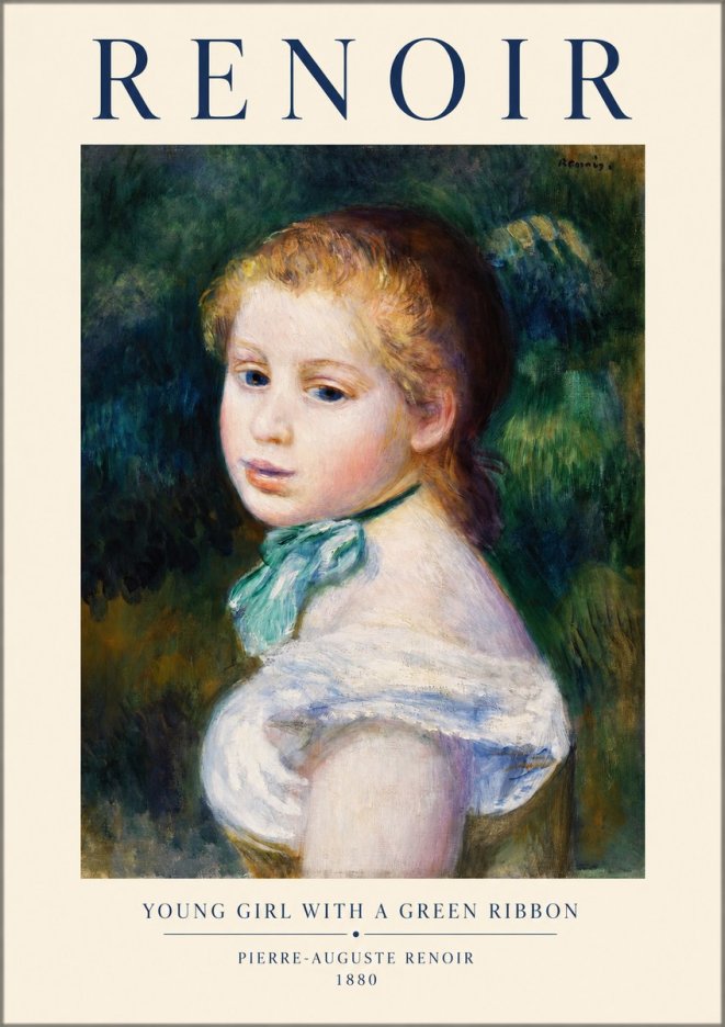 Renoir Young Girl with a Green Ribbon No1 - Poszter