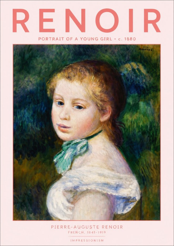 Renoir Young Girl with a Green Ribbon No4 - Poszter