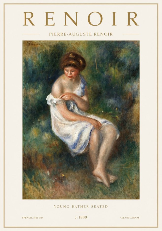 Renoir Young Bather Seated No1 - Poszter