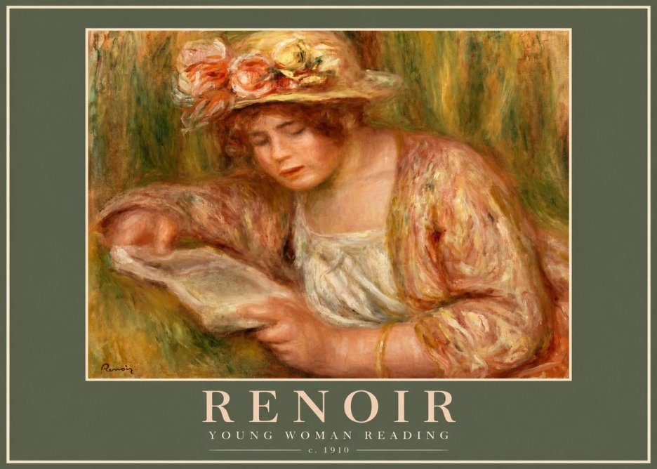 Renoir Young Woman Reading No2 - Poszter