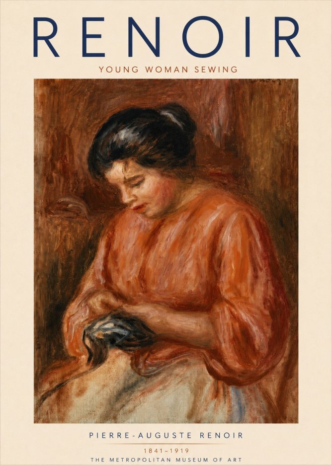 Renoir Young Woman Sewing No4 - Poszter