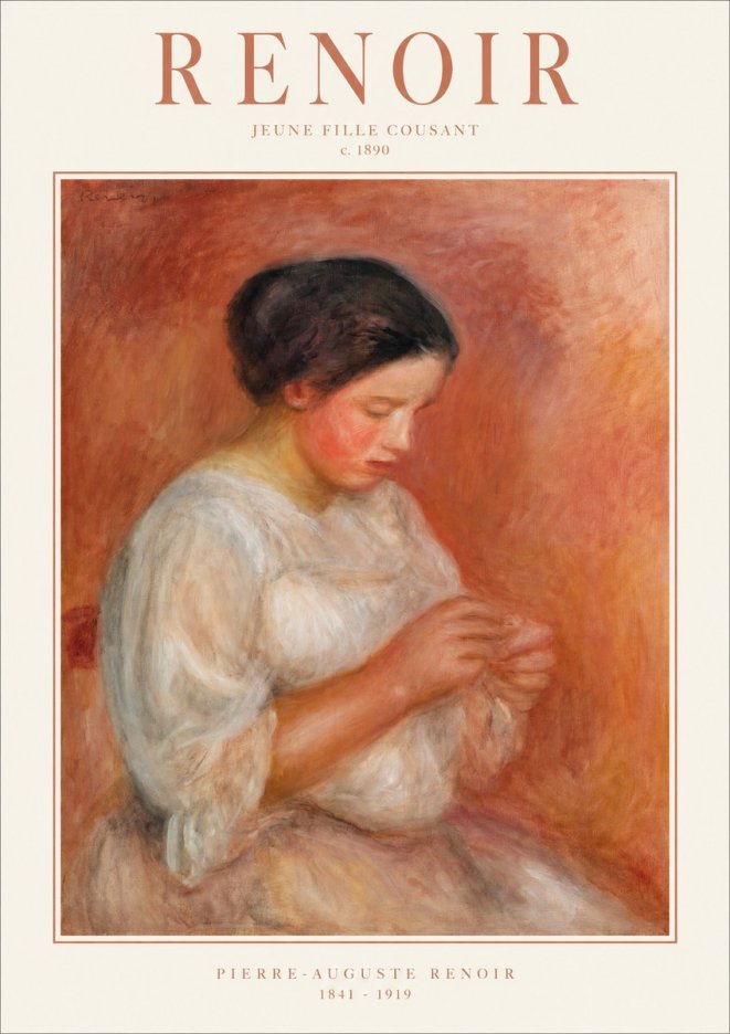 Renoir Jeune Fille Cousant No1 - Poszter