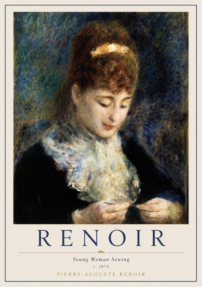 Renoir Young Woman Sewing II No2 - Poszter