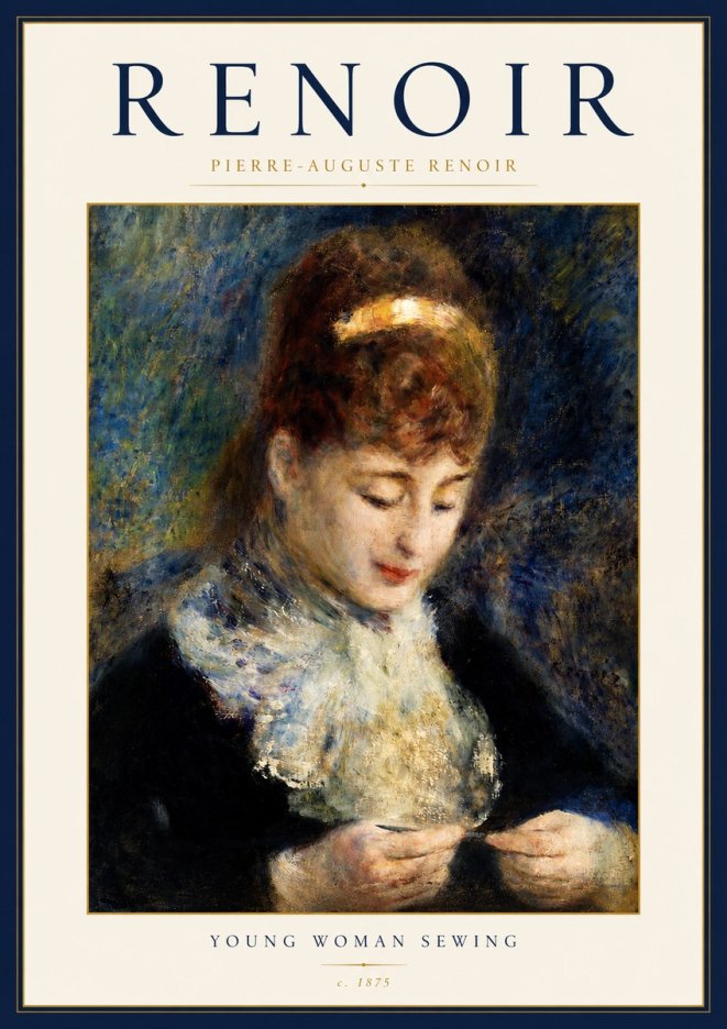 Renoir Young Woman Sewing II No3 - Poszter