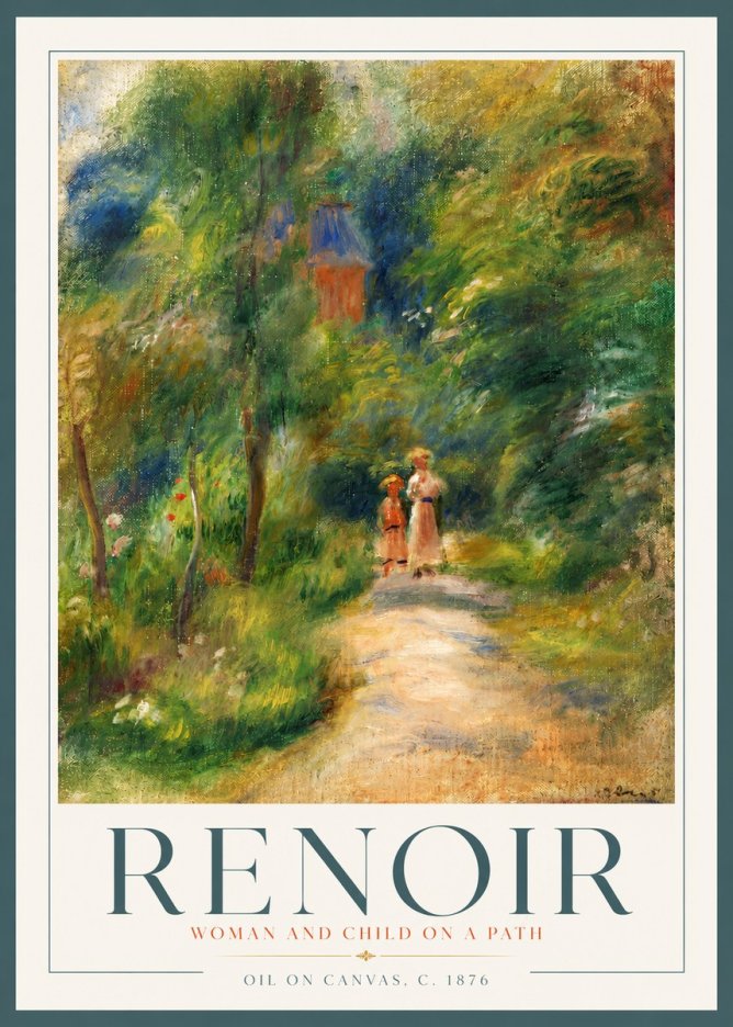 Renoir Woman and Child in a Landscape II No4 - Poszter