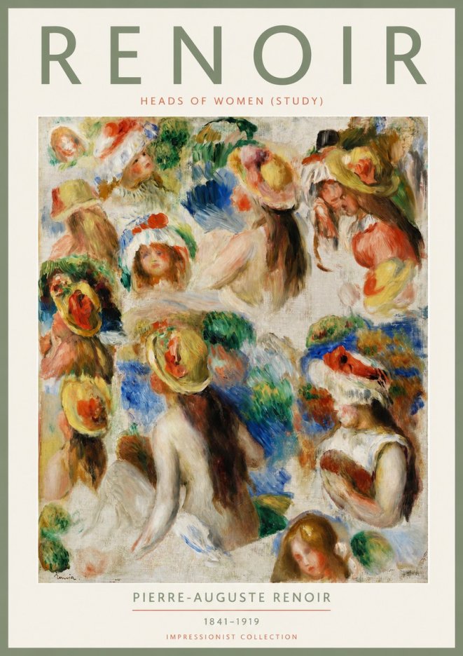 Renoir Heads of Women (Study) No2 - Poszter