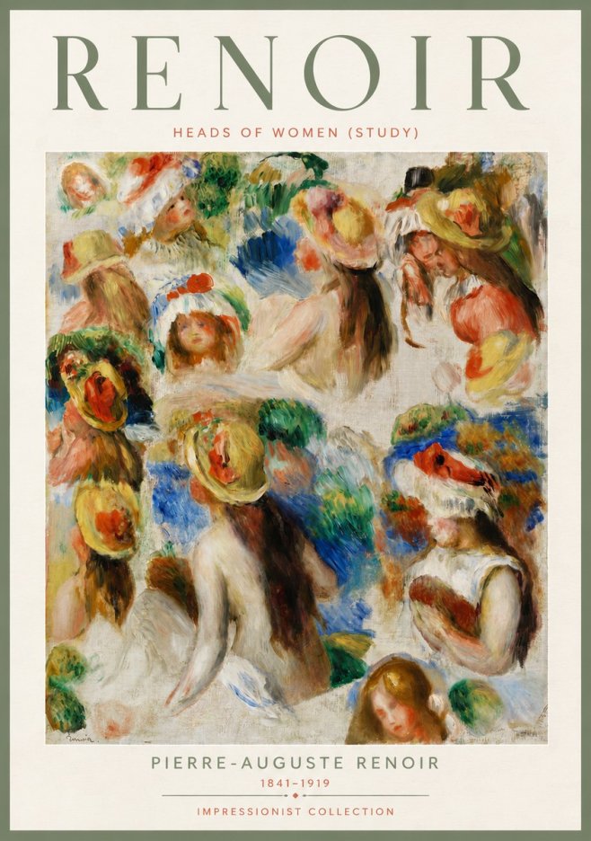 Renoir Heads of Women (Study) No4 - Poszter