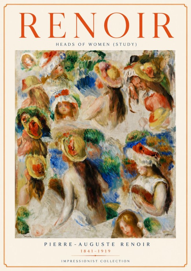 Renoir Heads of Women (Study) No6 - Poszter