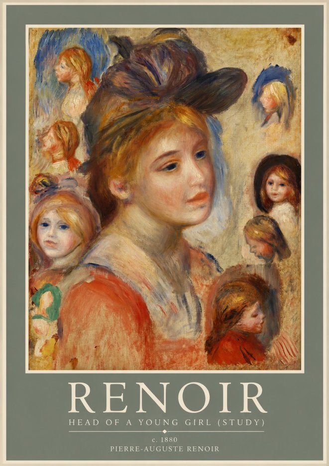 Renoir Head of a Young Girl (Study) No2 - Poszter