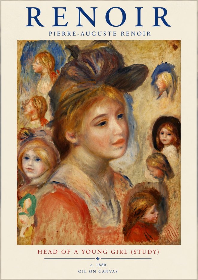 Renoir Head of a Young Girl (Study) No3 - Poszter