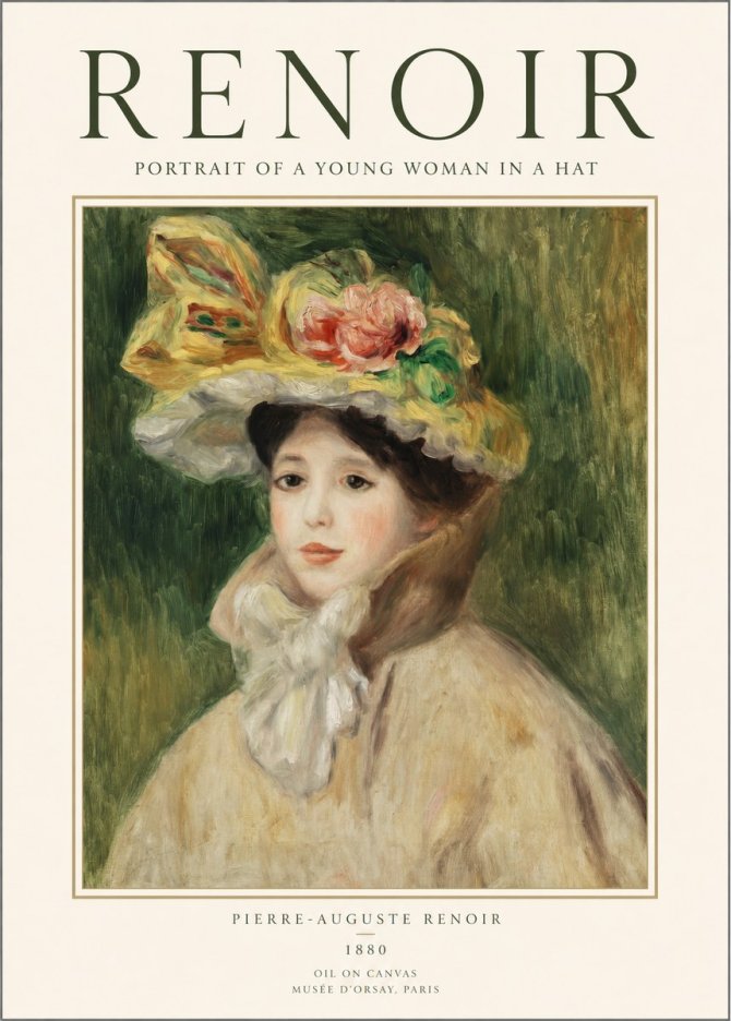 Renoir Portrait of a Young Woman in a Hat No1 - Poszter