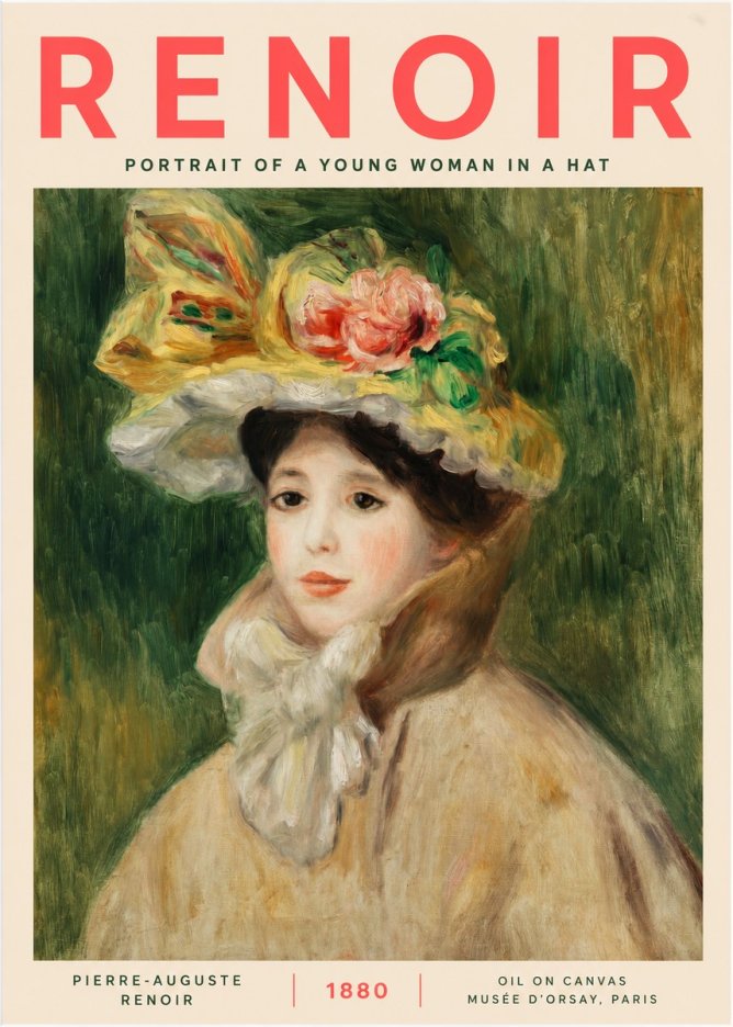 Renoir Portrait of a Young Woman in a Hat No2 - Poszter