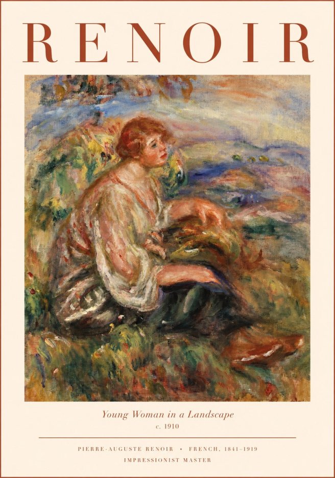 Renoir Young Woman in a Landscape No1 - Poszter