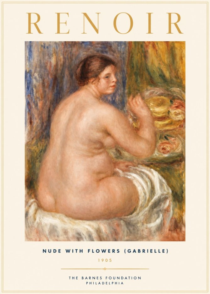 Renoir Seated Nude with Flowers (Also Known as the Large Bather) No2 - Poszter