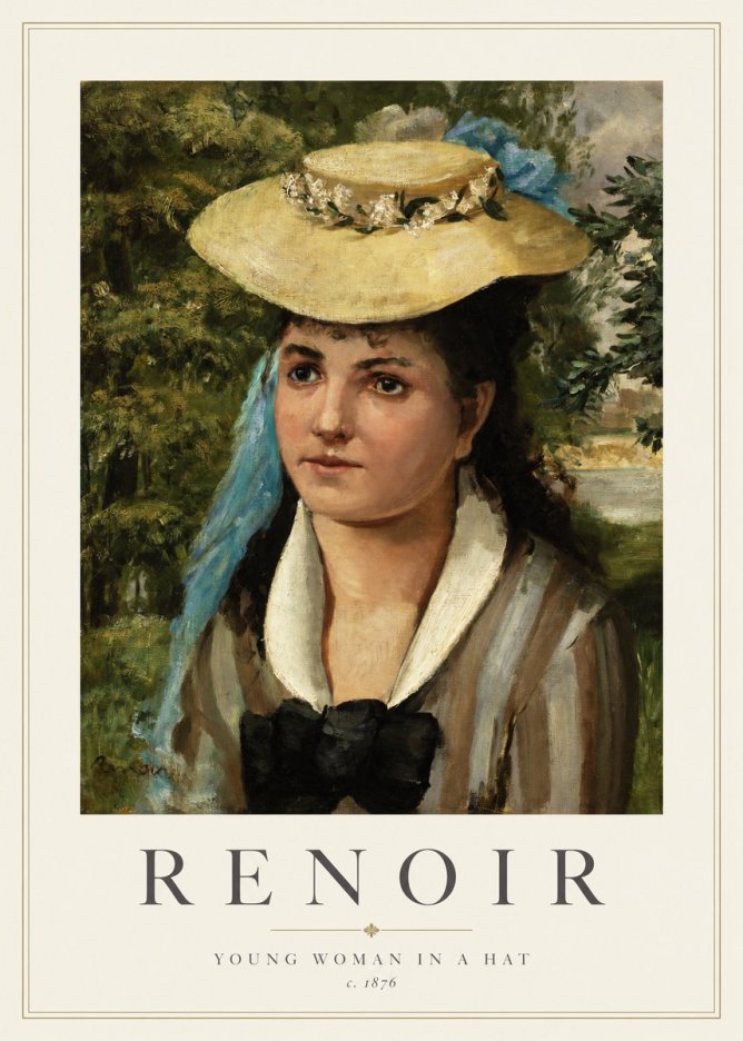 Renoir Young Woman in a Hat No1 - Poszter