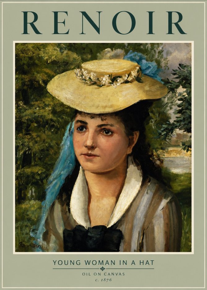 Renoir Young Woman in a Hat No2 - Poszter