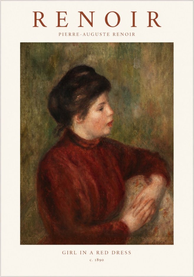 Renoir Young Woman in Red No2 - Poszter