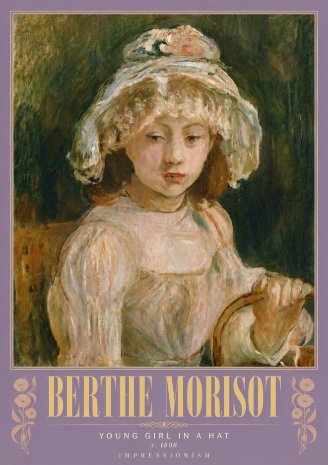 Berthe Morisot Young Girl in a Hat No6 - Poszter
