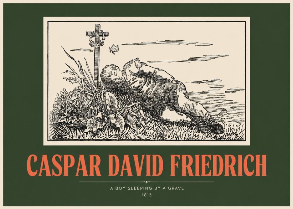 Caspar David Friedrich A Boy Sleeping by a Grave No2 - Poszter