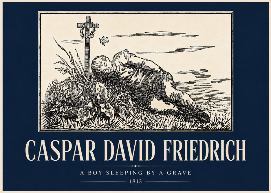 Caspar David Friedrich A Boy Sleeping by a Grave No4 - Poszter
