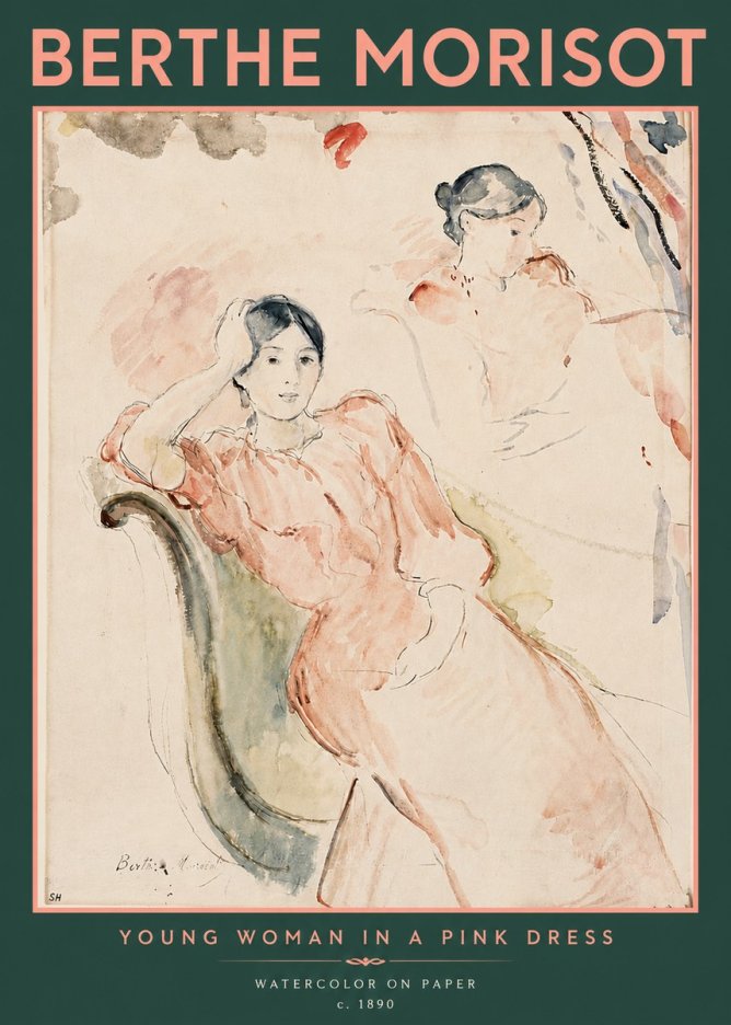 Berthe Morisot Young Woman in a Pink Dress II No5 - Poszter
