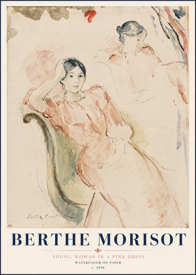 Berthe Morisot Young Woman in a Pink Dress II No6 - Poszter