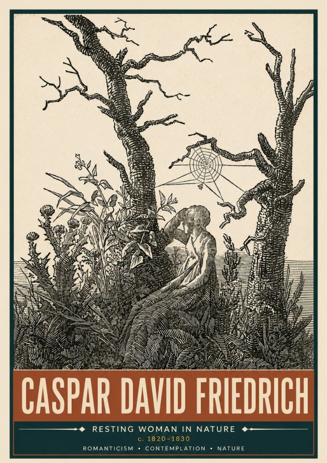 Caspar David Friedrich Resting Woman in Nature No5 - Poszter