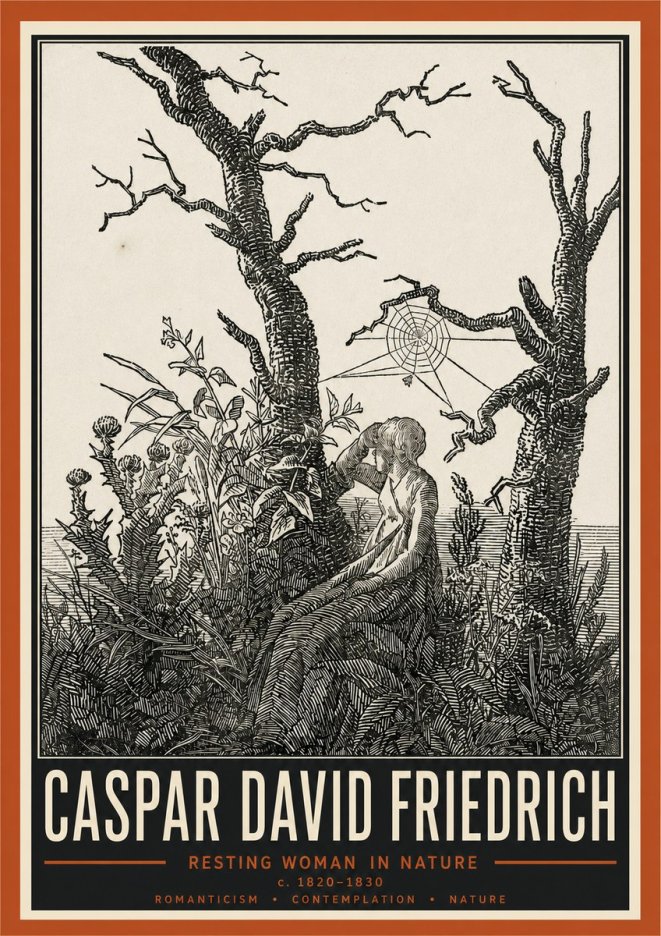 Caspar David Friedrich Resting Woman in Nature No6 - Poszter