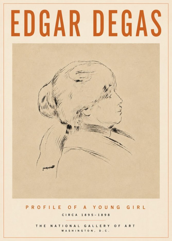Edgar Degas Profile of a Young Girl No5 - Poszter