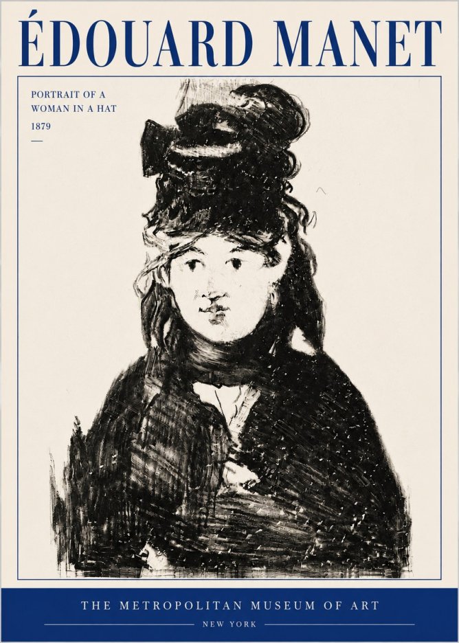 Édouard Manet Portrait of a Woman in a Hat No4 - Poszter