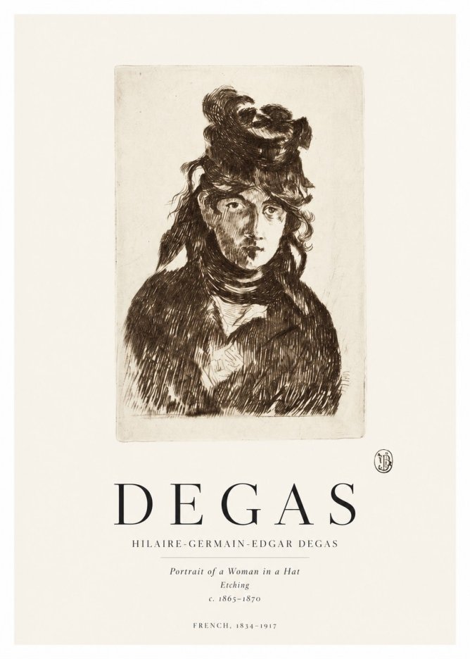 Edgar Degas Portrait of a Woman in a Hat No1 - Poszter