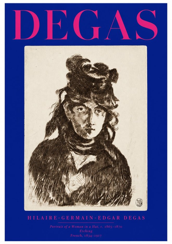 Edgar Degas Portrait of a Woman in a Hat No2 - Poszter