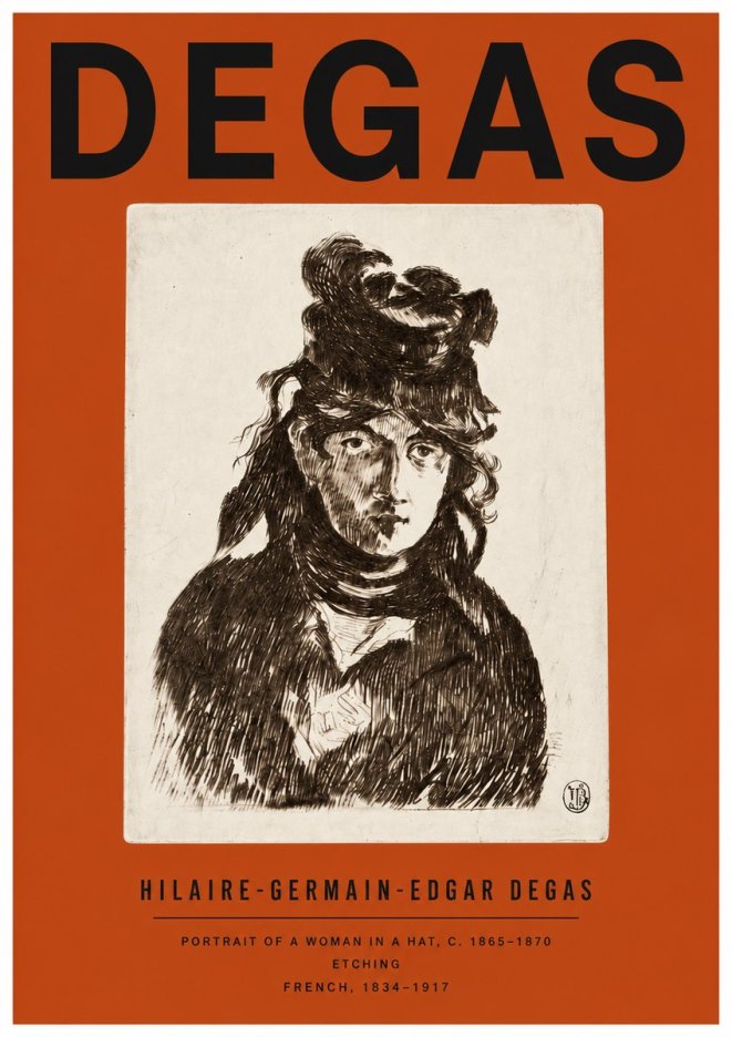 Edgar Degas Portrait of a Woman in a Hat No4 - Poszter