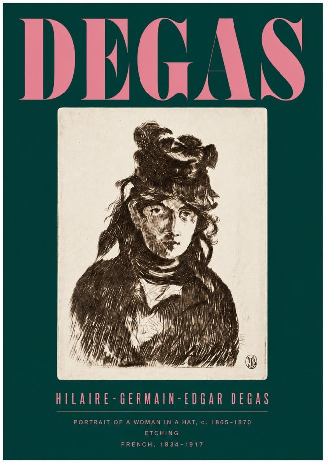 Edgar Degas Portrait of a Woman in a Hat No5 - Poszter