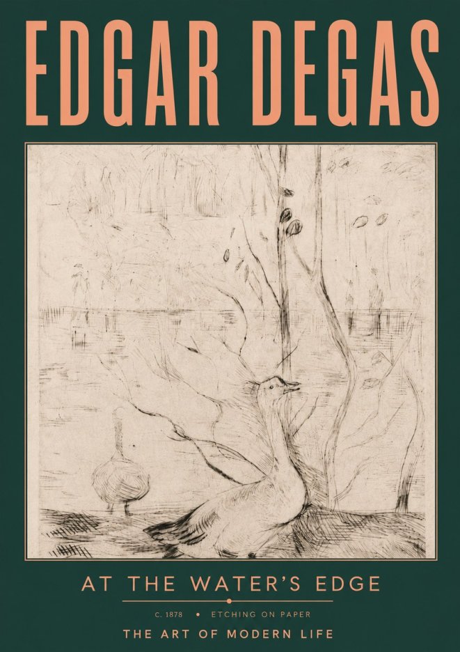 Edgar Degas At the Water's Edge No4 - Poszter