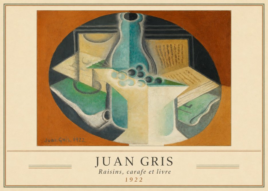 Juan Gris Raisins, Carafe Et Livre No3 - Poszter