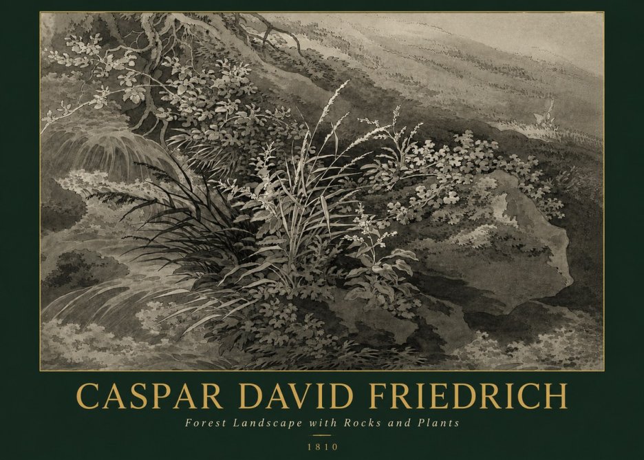 Caspar David Friedrich Forest Landscape with Rocks and Plants No3 - Poszter