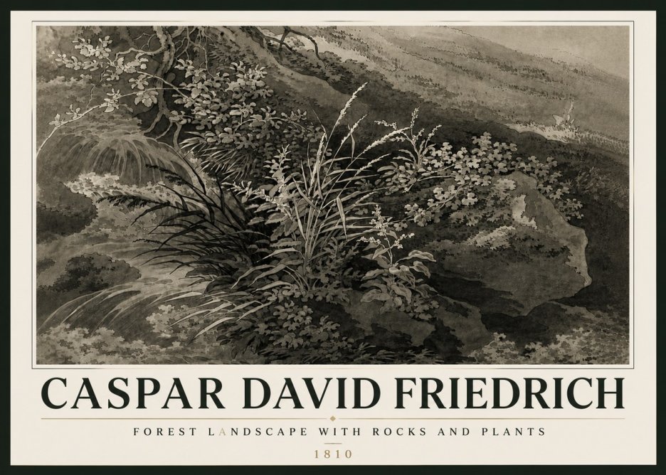 Caspar David Friedrich Forest Landscape with Rocks and Plants No6 - Poszter