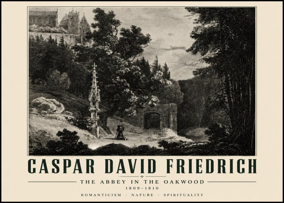 Caspar David Friedrich The Abbey in the Oakwood No4 - Poszter