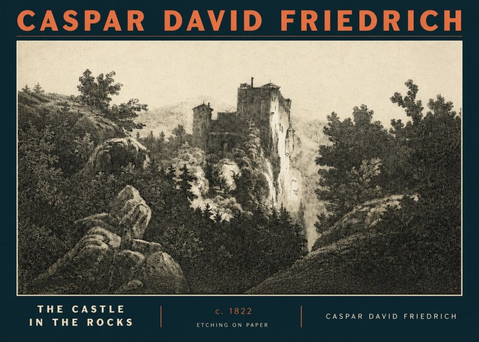 Caspar David Friedrich The Castle in the Rocks No3 - Poszter