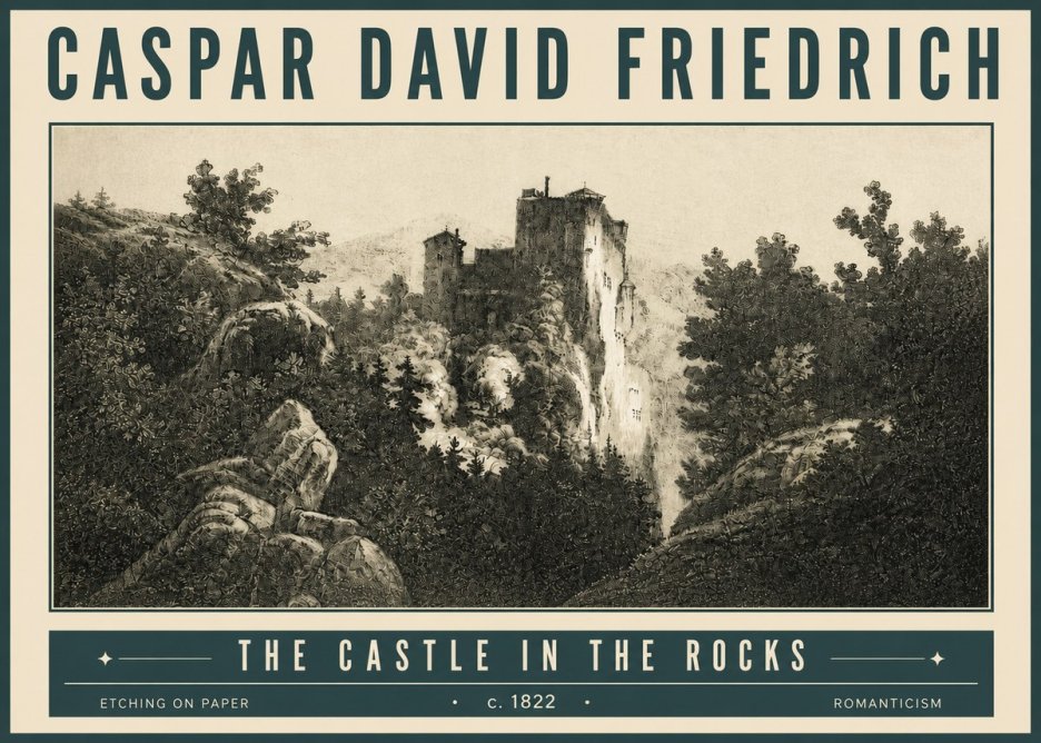 Caspar David Friedrich The Castle in the Rocks No4 - Poszter