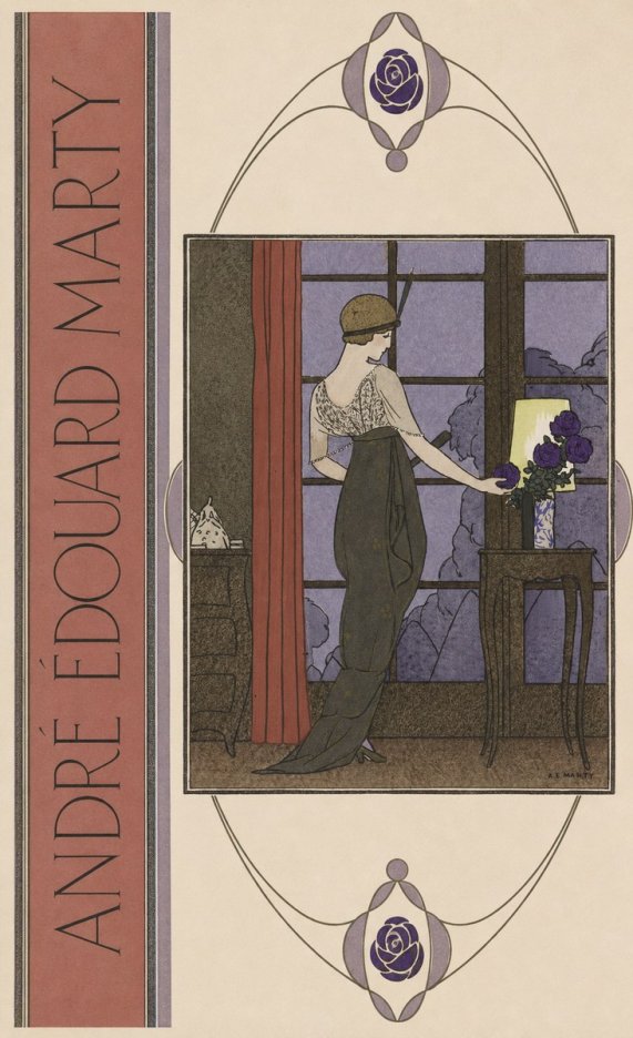 André Édouard Marty Lady at the Window with Roses No2 - Poszter