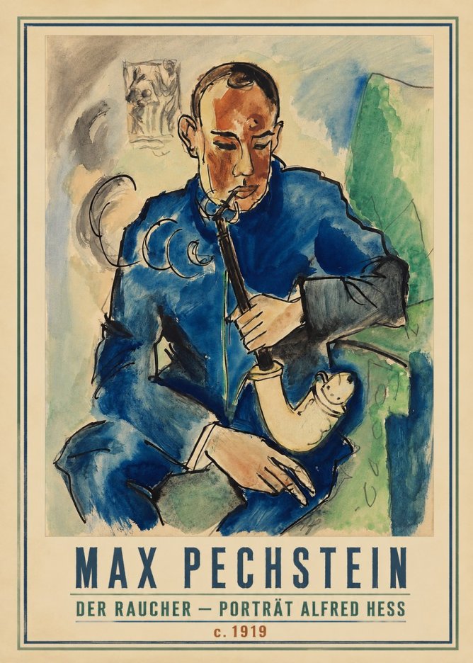 Max Pechstein Der Raucher – Porträt Alfred Hess No1 - Poszter