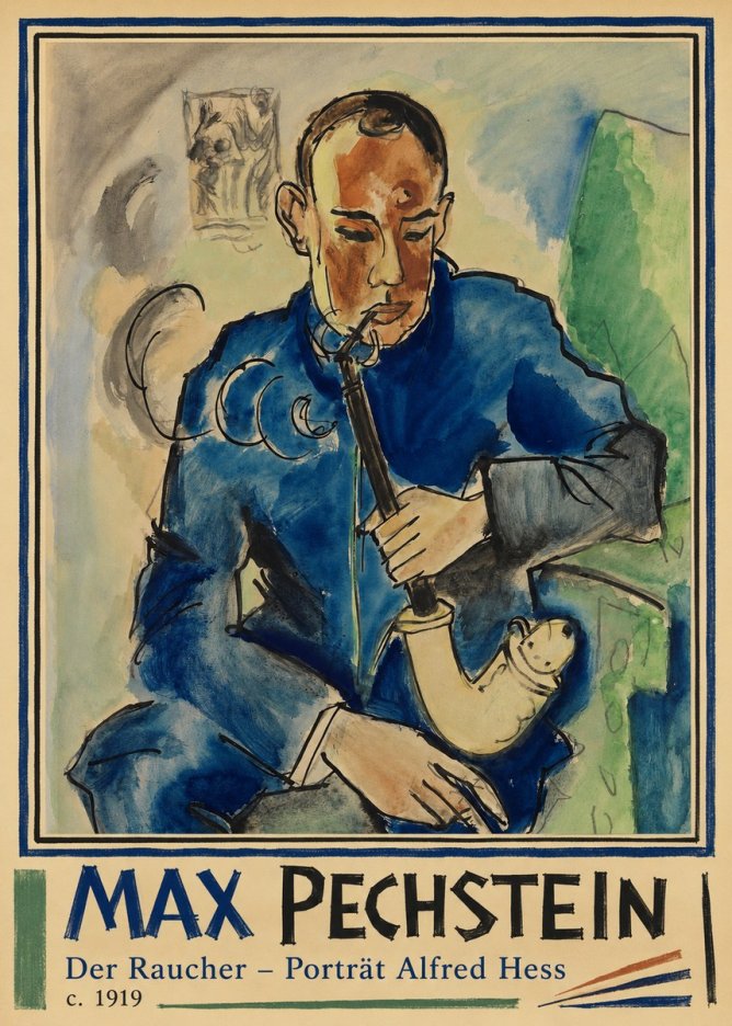 Max Pechstein Der Raucher – Porträt Alfred Hess No2 - Poszter