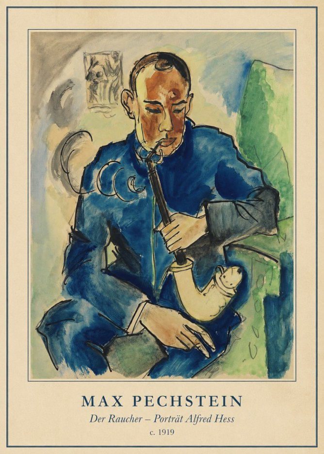 Max Pechstein Der Raucher – Porträt Alfred Hess No4 - Poszter