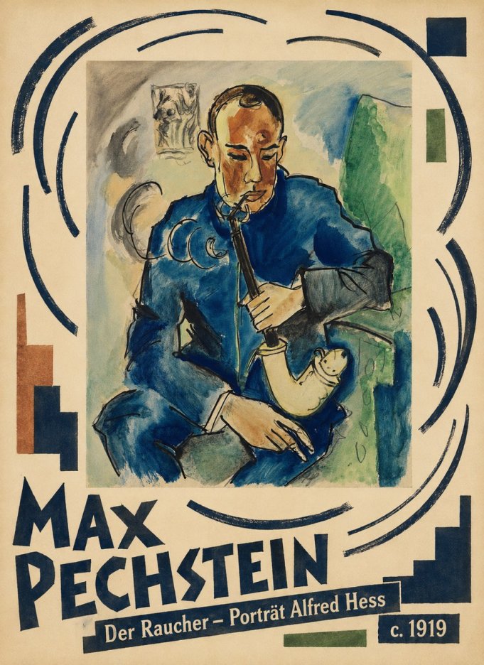Max Pechstein Der Raucher – Porträt Alfred Hess No6 - Poszter