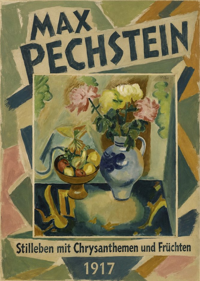 Max Pechstein Stilleben Mit Chrysanthemen Und Früchten No1 - Poszter