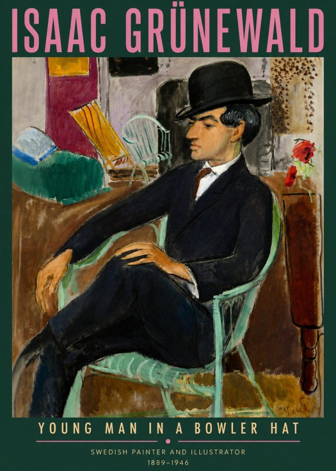 Isaac Grünewald Young Man in a Bowler Hat No3 - Poszter